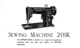 SINGER 201K 'Lightweight' Instruction Manual (Printed)