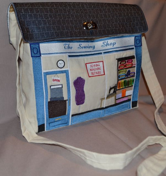 THE SEWING SHOP SHOULDER BAG-Embroidery Design Collection & Pattern Medium Size, For Brother & Babylock Machines
