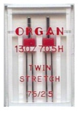 ORGAN Sewing Machine Needles Twin Stretch 75/2.5