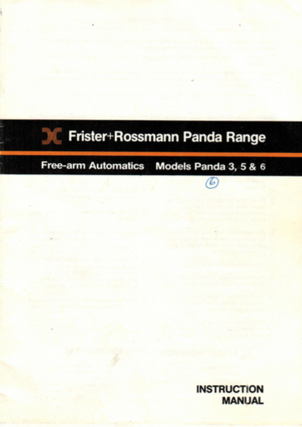 FRISTER + ROSSMANN PANDA MODELS 3, 5 & 6 INSTRUCTION MANUAL (printed)
