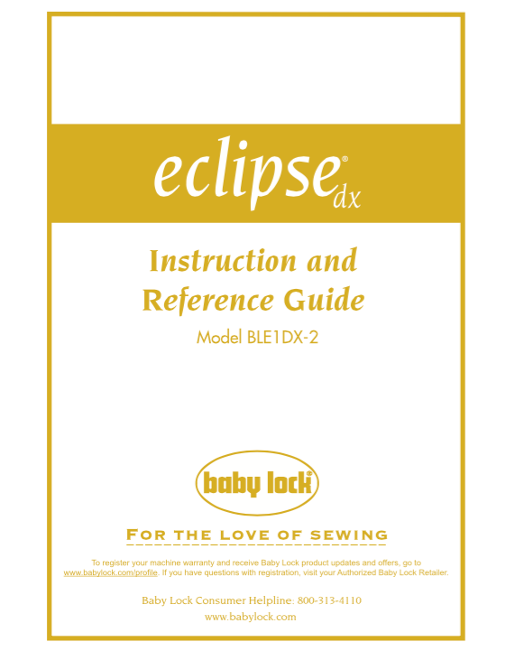 BABYLOCK Eclipse DX Instruction Manual (printed)