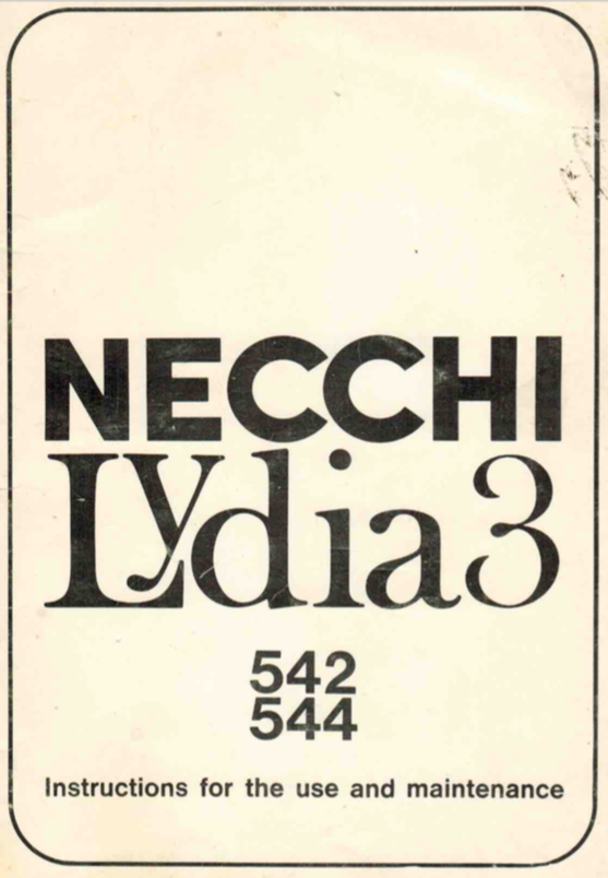 NECCHI Lydia 3 (542, 544) Instruction Manual (Printed)