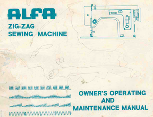 ALFA Zigzag Models 233, 233BH, 333, 333BH, 833, 236 &236BH Instruction Manual (Printed)