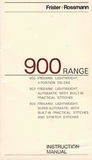 FRISTER + ROSSMANN Models 900, 902 & 904 Instruction Manual (Printed)