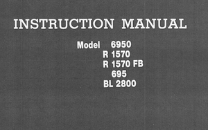 RICCAR 6950, R1570, R1570FB, 695 & BL2800 Models Instruction Manual (Printed)