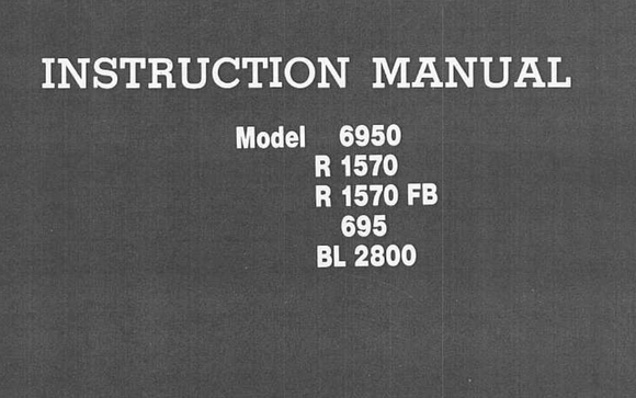 RICCAR 6950, R1570, R1570FB, 695 & BL2800 Models Instruction Manual (Printed)