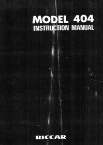 RICCAR 404 Instruction Manual (Printed)