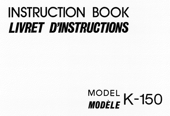 NEW HOME K-150  IInstruction Manual (Printed)