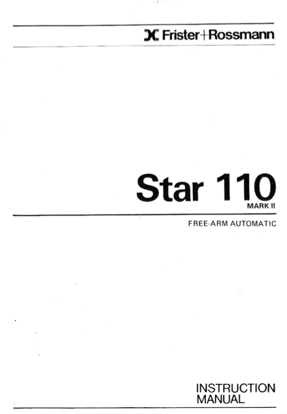 FRISTER + ROSSMANN Star 110 Mark II Instruction Manual (Download)